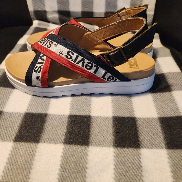 LEVI'S Sandals - Size 8 - Summer Sandals - Sporty Sandals - Red/White/Blue - Picture 2 of 9